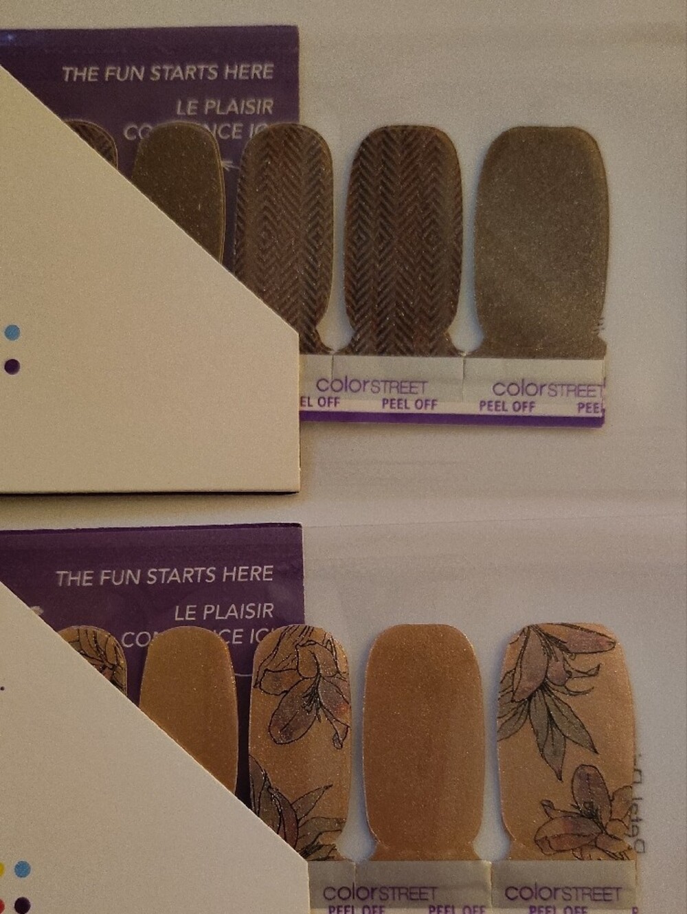 Color Street Neutral Beige and Gold Floral Nail Strips - 2 Pack